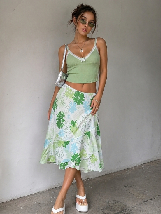 Reitmans Dresses & Skirts - Vintage Y2K Reitmans Floral Skirt Size M/L Ruffle Layered Flowy Summer